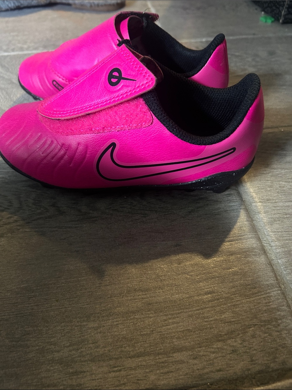 Nike Kids Hot Pink Slip-On Soccer Sneakers with Black Accents